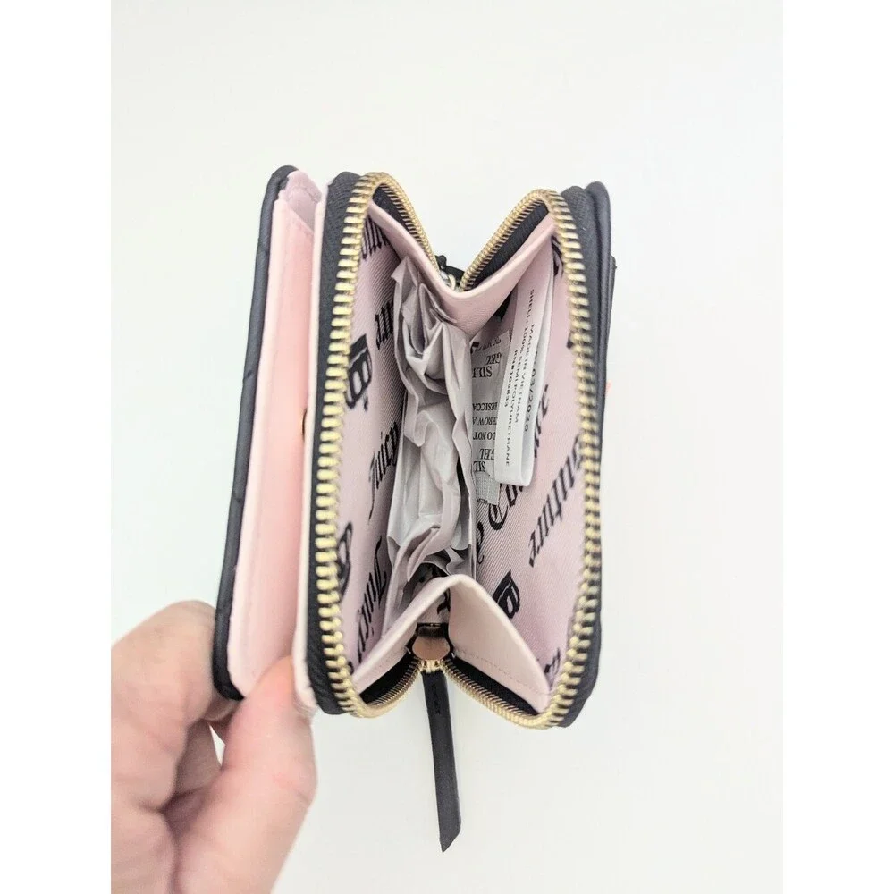 NWT Juicy Quilted Black Zip Wallet/Wristlet w/Gold Hardware, Chain & Charms
